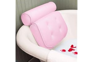 N\A Zfuwer Coussin de Bain,Rouge Clair Oreiller de Bain avec Ventouses, Ergonomique Home Appui-Tête Oreiller pour Baignoire de Oreiller Spa, Jacuzzi, Bain à Remous, Accueil Spa