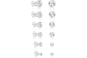 JDGEMSTONE Silver Stud Hoop Earrings Set for Men/Women,Hypoallergenic Surgical Steel Earrings,Small Huggie Cartilage Sleeper Earrings,Silver Hoop Earrings Set,Diamond Earrings,6/8/10Pairs Earrings Set