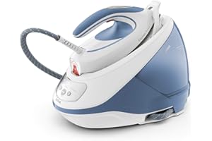 ‎TEFAL Tefal Dampfbügelstation Express Protect, leistungsstarker 7,5-Bar-Druck, Dampfstoß: 520 g/Min., 1,8 L Wassertank, Smart Temp-Technologie, Kalk-Kollektor, Bügeleisen Dampfstation, weiß/blau, SV9202