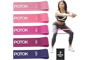 ‎POTOK Fitnessbänder 5er Set, Potok Widerstandsbänder in 5 Stärke, Naturlatex Fitnessband Gymnastikband Resistance Bands mit Tragebeutel für Muskelaufbau Pilates Yoga