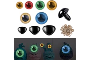 Zamety 100 Pezzi Occhi Amigurumi e Nasi, 12-30mm Occhi per Pupazzi, 20-35mm Nasi di Sicurezza, Occhi per Amigurumi con Rondelle, per Fai da Te Pupazzi Creazione Bambole Lavoretti