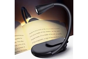 ZKLiLi Lampada da lettura a libro per leggere a letto, regalo per amanti dei libri per donne uomini, clip su LED BookLight ricaricabile USB portatile 3 colori piccoli accessori per libri (nero)