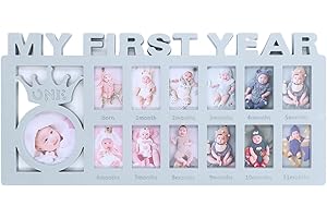plplaaoo Rahmen Für Das Erste Jahr des Babys, Baby Bilderrahmen Mein Erstes Jahr, Fotomomente Für Mein Erstes Jahr, Baby Andenken Bilderrahmen, Bilderrahmen Für 12 Monate, Meilenstein Fotorahmen