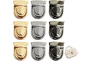 REQAG 9 Pièces Fermoir Sac Attache Cartable Fermoir à Pression Attache Bouton Boucle Sac à Main fermoirs pour Porte-Monnaie Twist Turn Lock Fermoirs Verrouillage pour Sac à Dos Sac Valise Création