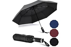 Vicloon Parasol podróżny, składany, 10 żeber, kompaktowy, odporny na wiatr, automatycznie otwierany/zamykany, solidny, wzmocniony, przenośny