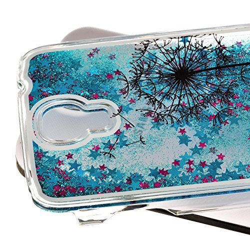 Für Samsung Galaxy S4 Hülle,Für Samsung Galaxy S4 Flüssigkeit Handyhülle,Funyye Luxus Luxuriös [Bunten Muster] Liebe Herzen Star Fließt Treibsand Durchsichtige Handytasche Glänzend Glitzer Diamond Diamant Fließen Flüssig Flüssigkeit Handyhülle Handy Hülle Case Tasche Crystal Case Durchsichtig Schutzhülle Etui Bumper Für Samsung Galaxy S4 + 1 x Frei Displayschutzfolie – Blau Glitter,Liebhaber Löwenzahn - 4