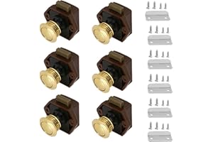 MTSmart 6 Stück Wohnmobil Schlösser, Cabinet Push Lock Button Catch, Keyless Wohnmobil Verriegelung für Wohnmobile, Yachten, Boote, RV Camping Schrank, Wohnwagen, Cut Out 20mm (Gold)