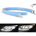 AUTOXBERT Car LED Daytime Running Lights Strip, 2-Pack 24 Inch DRL Waterproof Dynamic Sequential Switchback Turn Signal Lights Strip for Car Headlight (White&Yellow)