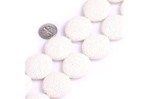 GEM-INSIDE CREATE YOUR OWN FASHION Sweet & Happy Girl's Store 27mm Coin Gemstone White Lava Rock Beads Strand 15 Inch Jewellery Making Beads