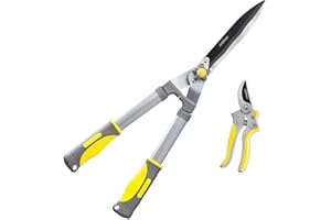 Jardineer 2pcs Garden Shears, Hedge Shears for Trimming Shrubs and Pruning Shears for Cutting Branches, Heavy Duty Garden Tools