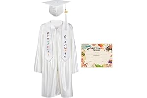 GraduationMall 2024 Ragazzo Ragazza Toga Laurea Cappello e Abito per Bambini Stola Laurea Prescolare Scuola - 12 Colori