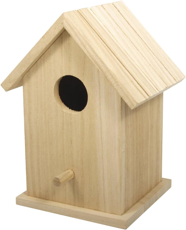 Rayher 62291000 Casa pájaros de Madera, 12.5 x 10 x 17 cm, Divisible en 2 Piezas