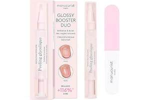 Glossy Booster DuoManucurist Glossy Booster Duo – Nagelvård med Exfolierande Glykolpeeling & Polerfil – Manikyrkit för Naturl