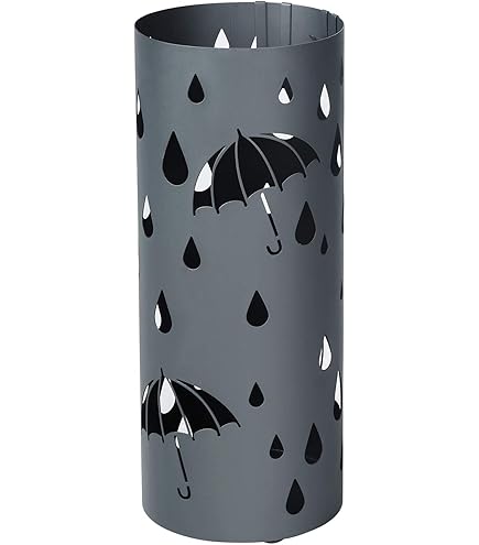 Porte-parapluie Design Blanc En Métal - 49x15,5x15,5 Cm - Pour Entrée, Salon, Hall - Pas De Montage