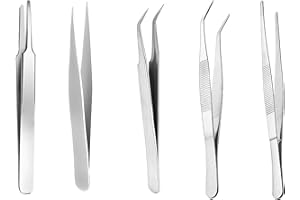 SCALINGSCAL 5 sztuk, zakrzywiona pęseta, spiczasta pęseta, pęseta do sztucznych rzęs, precyzyjny profesjonalny zestaw pęsety, do biżuterii i zdobienia paznokci, rzemiosła, naprawy, zwierząt wodnych