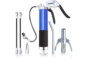 GIAK Einhand Fettpresse Set Fettpresse für Schmiernippel 8000 PSI mit Pistolengriff und Schnellverschlusskupplung für 400g Kartusche verstärkter Verbinder.