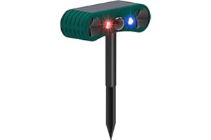 COMBOSS Allarme con sensore di movimento per esterni solare: allarme a induzione a infrarossi ad ultrasuoni IP65 Rilevatori di movimento per esterni 129 dB con luce lampeggiante rossa/blu