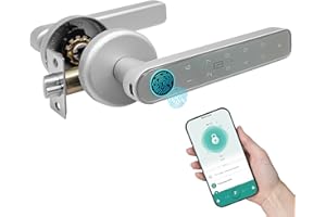 LED ATOMANT Serrure Connectée Airbnb 5-en-1 avec Empreinte Digitale, Code PIN, Application Mobile, Carte RFID et Clé, Serrure Electronique pour Maison, Bureau ou Hôtel