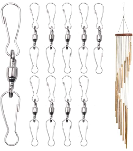 Deolven Draaibare haakclips, 10 stuks roestvrijstalen S-haken voor het ophangen van windgong of windspinner buiten hangende manden bloemen planten vogelkooi windzak vlag feestornamenten Deolven Draaibare haakclips, 10 stuks roestvrijstalen S-haken voor het ophangen van windgong of windspinner buiten hangende manden bloemen planten vogelkooi windzak vlag feestornamenten