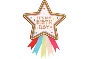 Talking Tables Happy Birthday Rosette Reusable Colourful Star Birthday Badge Decorations for Girls Adults Children Party Accessories Includes ‘It’s My Birthday’ Text 10cm Diameter