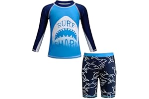 ADUYA Boys Swimming Costume Two Piece Swimsuit Set Rash Guard Trunks Swimwear Kids Swimming Pool Bathing Suit