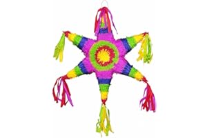 UNIQUE PARTY Multicolor Mexican Star-Shaped 3D Pinata (48cm x 56cm) 1 Count - Perfect for Parties and Celebrations