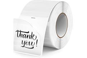 ‎FINDAT FINDAT Transparente Thermo-Etiketten 50 x 50 mm Vinyl Rolle Selbstklebende Clear Thermo-Aufkleber Wasserdichtes Quadratische Druckber-Etiketten für Büro Logo Design QR Versand 300 Stück