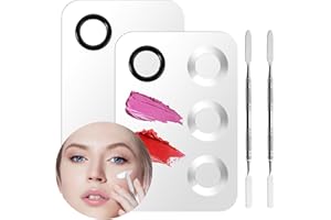 WOLEEUP 2 Pcs Makeup Mixing Palette Set - Make-up Lipstick Foundation Palette with Makeup Spatula, Stainless Steel Cosmetic Make Up Artist Essentials Nail Art Palettes