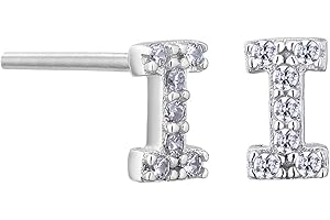 VIKI LYNN Boucles d'oreilles argent femme avec lettre initial I bijoux argent fin 925 et zircon incrusté avec DIY les noms avec les lettres