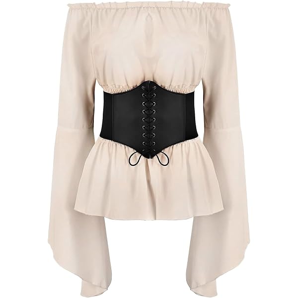 Damen Gothic Top Mit Trompetenärmeln – Perfekt Für Halloween, Steampunk & Cosplay