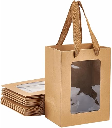 Fresh & T Confezione 1000 Sacchetti Con Strisce Trasparenti, 33x16x8,7 Cm, In Carta Kraft E PP, Bianco