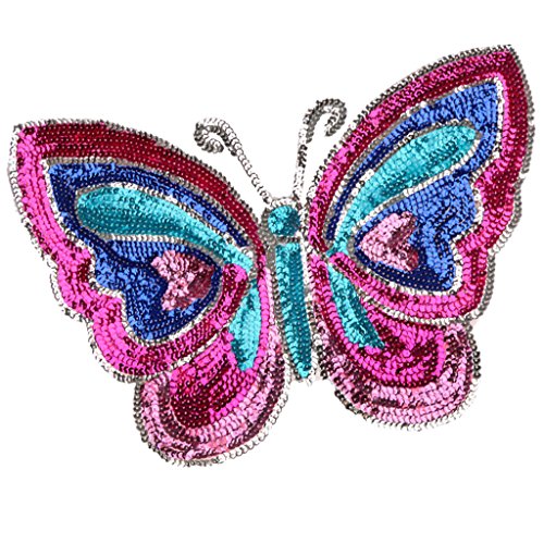 Gazechimp Schmetterling Form Pailletten Nähen Applikation Aufnäher Bügelbild Aufbügler Iron on Patches Applikation - 7