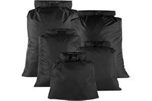 LANJUE 5 Pcs Waterproof Sac, 1,5L/2,5L/3,5L/4,5L/6L Sec Sacs Etanches Sac Impermeable Etanche Léger Plein Air Sac Sec Pliable pour Sports Nautiques Loisirs Camping Pêche Randonnée Natation Surf (Noir)