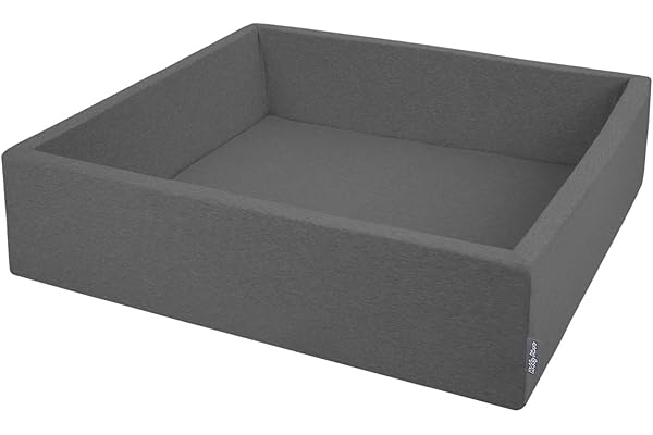 KiddyMoon Piscine À Balles pour Bébé Carré 120X30cm/Sansballes Grande Fosses À Boules Jouet Enfant, Gris Foncé