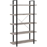 VASAGLE Bookcase, Bookshelf 5-Tier, Standing Display Storage