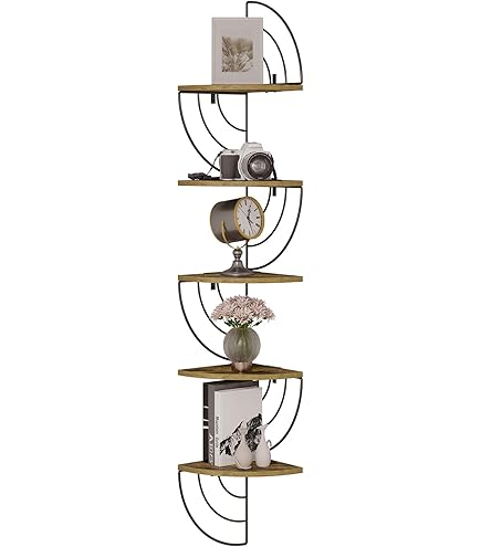 Scaffale Angolare Da Parete 5 Ripiani - Legno Bianco, 85x20x20 Cm, Per Camera, Soggiorno, Cucina - Foto 2