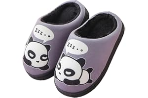 GAATPOT Chaudes Pantoufles Automne Hiver Enfant Mignon Panda Peluche Chaussons Fille Garcon Doux Maison Antidérapant Slippers Chaussures pour Femme Homme