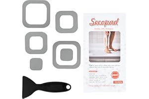 Secopad - 72 Adesivi Antiscivolo, con scolpiture, per vasche da Bagno e docce, con Raschietto (Grigio)