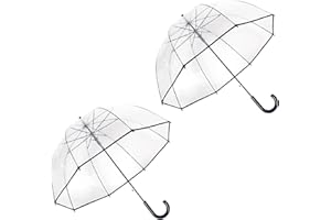 ThreeH 2 Pezzi Ombrello a bolle d'aria per adulti Apertura automatica con manico a gancio POE cristallino per scatti fotografici Cerimonie piovose Matrimonio