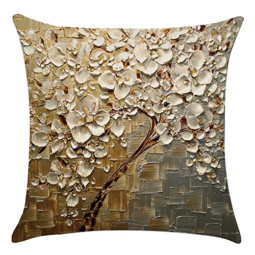 Gosear 45 x 45cm Flachs Single-Gesicht 3D Visuelle Wirkung Bunte Baum Reißverschluss Werfen Kissen Abdeckung Fall Kissenbezug Haus Büro Sofa Dekoration A