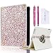 Produktbild iPad Etui Paket - Kompatibel mit Apple iPad 2, iPad 3, iPad 4 - inklusive ein mit Strassbesetztes, drehbares PU-Lederetui / 1 Strass Stylus Pen / 1 langer Stylus Pen / 1 ECO-FUSED Microfaser Reinigungstuch (pink)