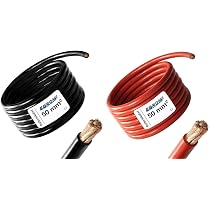 EBROM - Cavo batteria da 3 metri – rosso e nero – cavo positivo e cavo di massa – 50 mm2 | 50 mm² | 50 mm2 – rame pieno 99,9% cavo di alimentazione in rame OFC – lunghezza 3 metri ciascuno EBROM - Cavo batteria da 3 metri – rosso e nero – cavo positivo e cavo di massa – 50 mm2 | 50 mm² | 50 mm2 – rame pieno 99,9% cavo di alimentazione in rame OFC – lunghezza 3 metri ciascuno