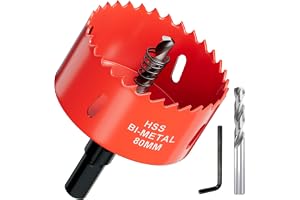 Bi-metallhålsåg 80 mm, skärdjup upp till 30 mm, perfekt för trä, plast, gips, placo, plywood och metall, med adapter och cent