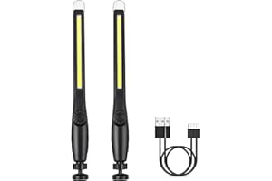 Vagocom 2Pcs Rechargeable Inspection Lamp,Portable LED COB Work Light with Magnetic Base and Power Capacity Indicator,Magnetic Work Torch for Car Repair,Mechanic,Emergency,Garage,Gift for Men Dad