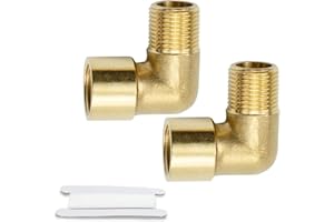 Bwintech 2 Pcs 90 Degree 1/2" Female to 1/2" Male BSP Thread Brass Elbow Connector Pipe Fitting for Pipe Connecting Conversion