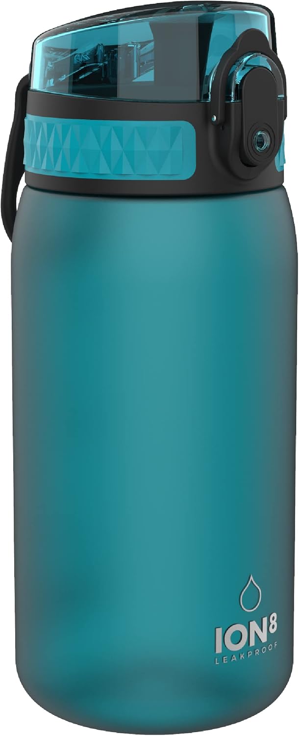 ION8 Botella de Agua para Niños, 350ml, a Prueba de Fugas, Fácil de Abrir, Cerradura Segura, Apta para Lavavajillas, Sin BPA, Asa de Transporte, Fácil de Limpiar, Neutro en Carbono