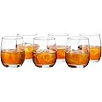 amazon basics Whiskey Glass Set of 6 (350ml Each) | Stylish Timeless Design | Durable Glass Cocktail Tumbler | Dishwasher Safe Bar Glasses