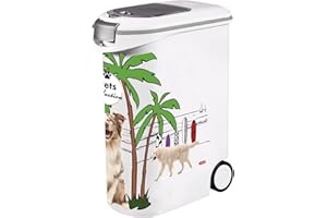 KETER Curver Conteneur à Croquettes Pour Chien - 20kg / 54L - Pets Collection - Grand Rangement Hermétique Anti-Odeurs pour Nourriture pour Chiens - Conteneur à Roulettes - 28 x 49 x 61 cm