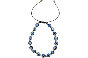 MYSTIC JEWELS Pulsera de Cuentas de Vidrio con Mal de Ojo Turco, Suerte y Protección