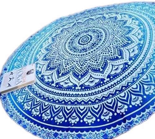 Toyobuy Indian Mandala Round Beach Throw Tapestry Tablecloth Beach Towel Blue